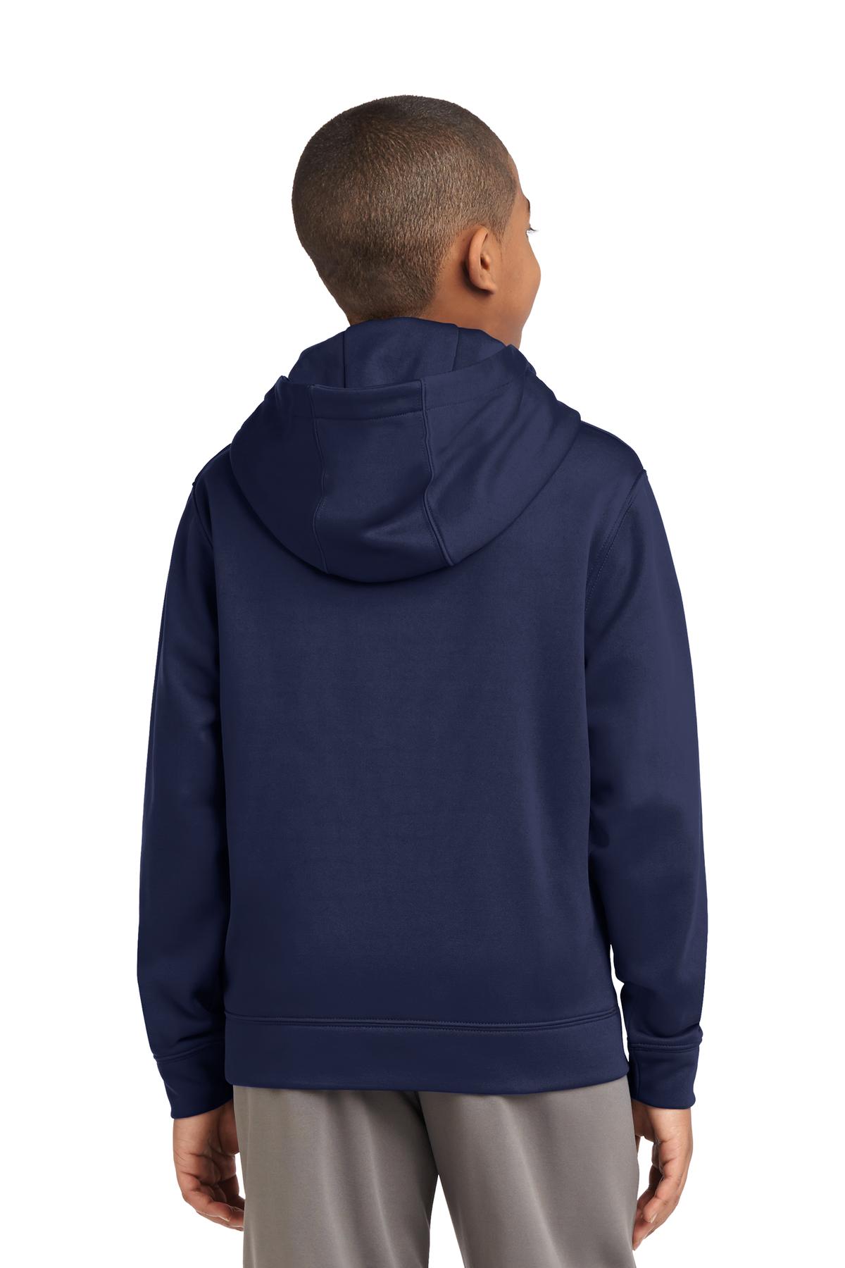 Custom Embroidered Sport-Tek Youth Sport-Wick Fleece Hooded Pullover. YST244,Navy