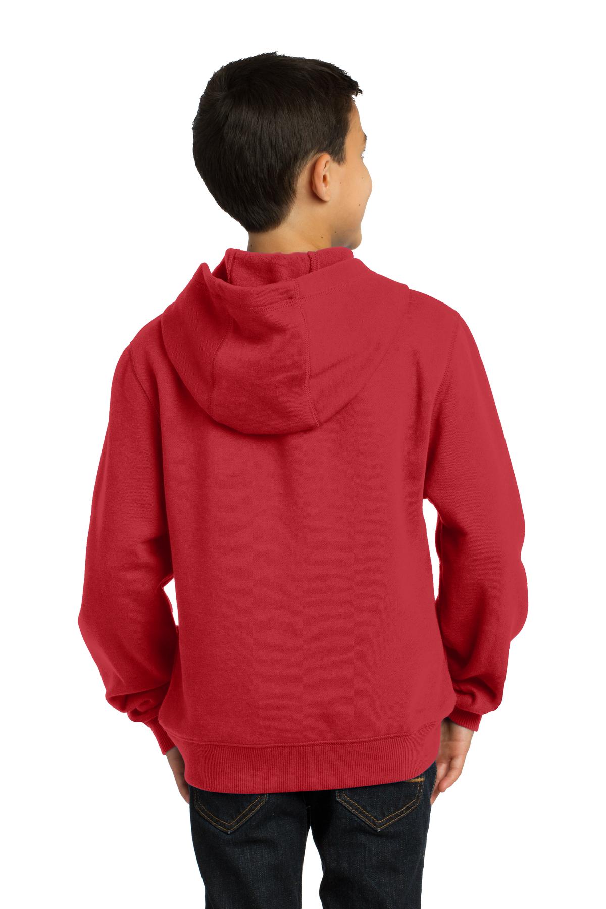 Custom Embroidered Sport-Tek Youth Pullover Hooded Sweatshirt. YST254,True Red