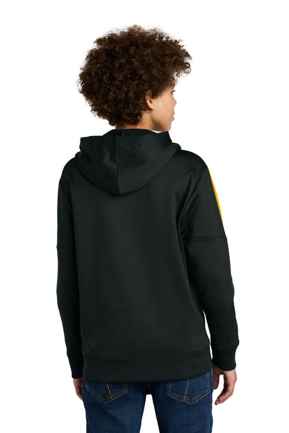 Custom Embroidered Sport-Tek Youth Sport-Wick Fleece United Pullover Hoodie YST255,Black/ Gold