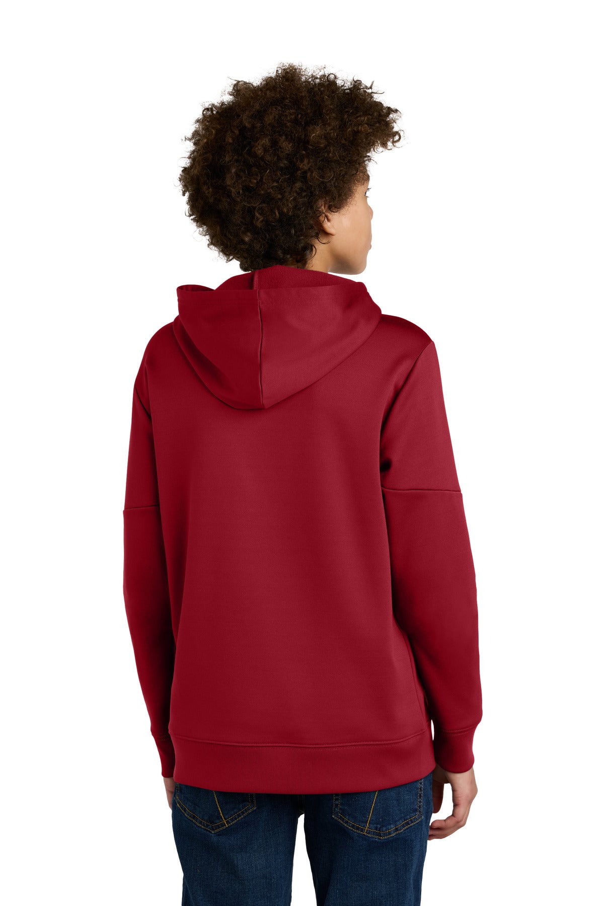 Custom Embroidered Sport-Tek Youth Sport-Wick Fleece United Pullover Hoodie YST255,Deep Red/ White