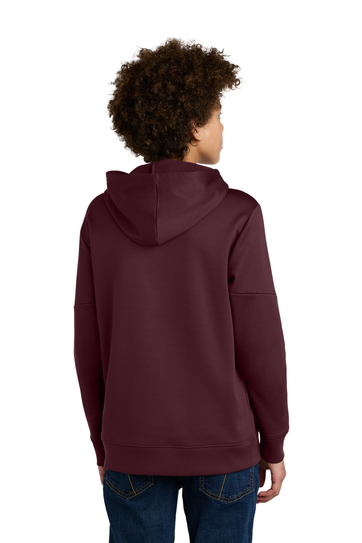 Custom Embroidered Sport-Tek Youth Sport-Wick Fleece United Pullover Hoodie YST255,Maroon/ White