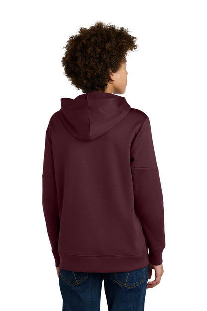 Custom Embroidered Sport-Tek Youth Sport-Wick Fleece United Pullover Hoodie YST255,Maroon/ White