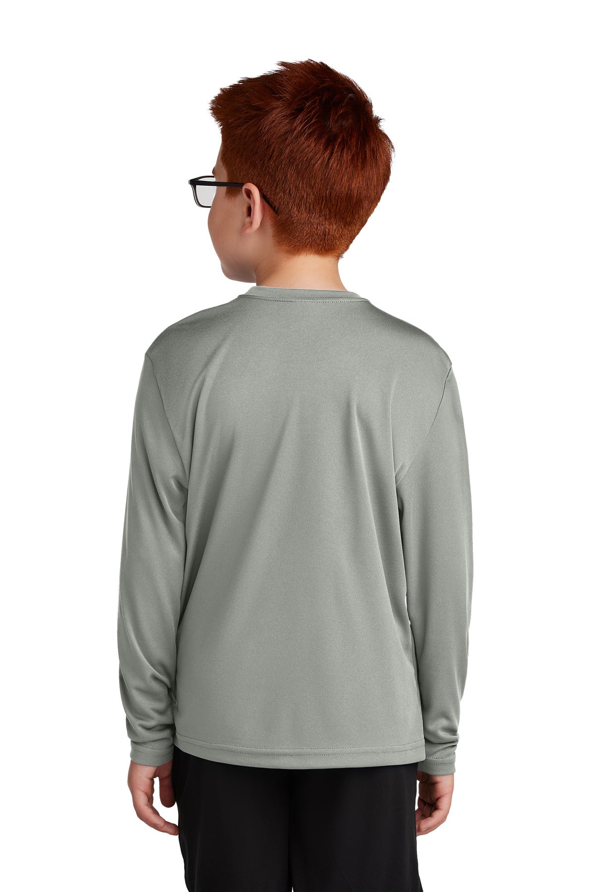 Custom Embroidered Sport-Tek Youth Long Sleeve PosiCharge Competitor Tee. YST350LS,Grey Concrete