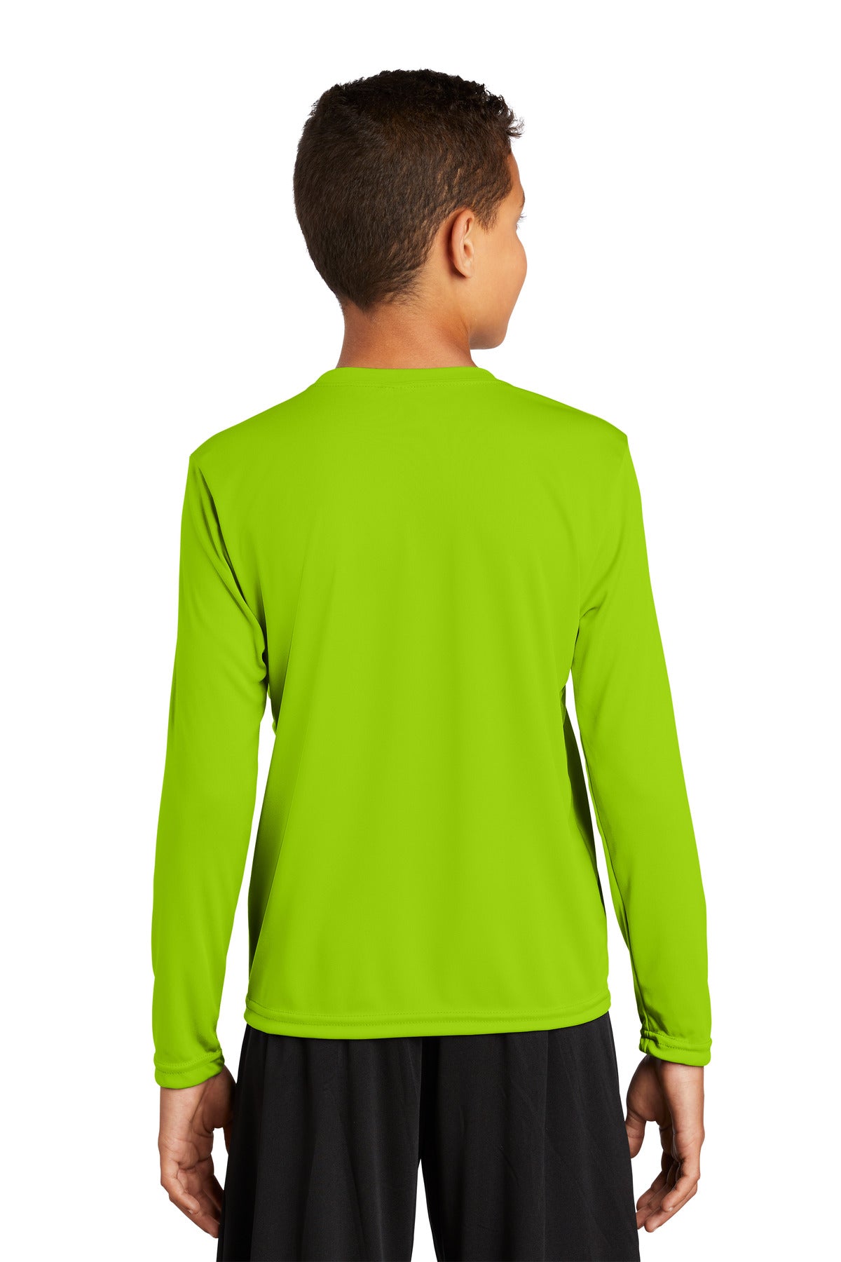 Custom Embroidered Sport-Tek Youth Long Sleeve PosiCharge Competitor Tee. YST350LS,Lime Shock