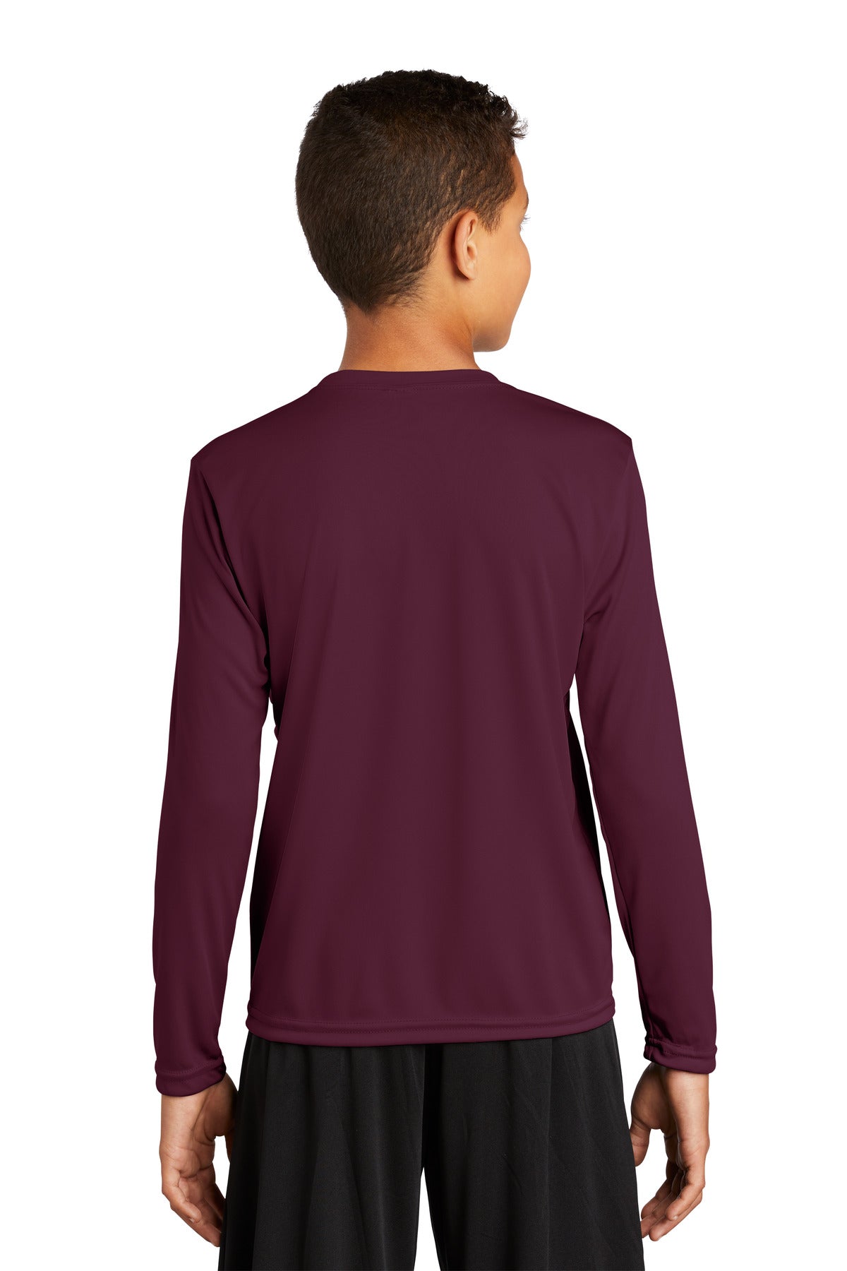 Custom Embroidered Sport-Tek Youth Long Sleeve PosiCharge Competitor Tee. YST350LS,Maroon