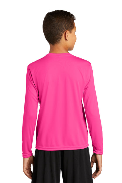 Custom Embroidered Sport-Tek Youth Long Sleeve PosiCharge Competitor Tee. YST350LS,Neon Pink