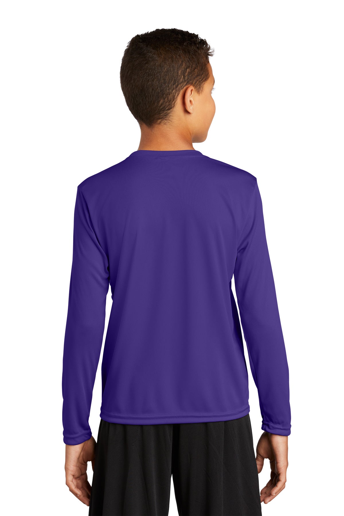 Custom Embroidered Sport-Tek Youth Long Sleeve PosiCharge Competitor Tee. YST350LS,Purple
