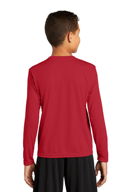 Custom Embroidered Sport-Tek Youth Long Sleeve PosiCharge Competitor Tee. YST350LS,True Red