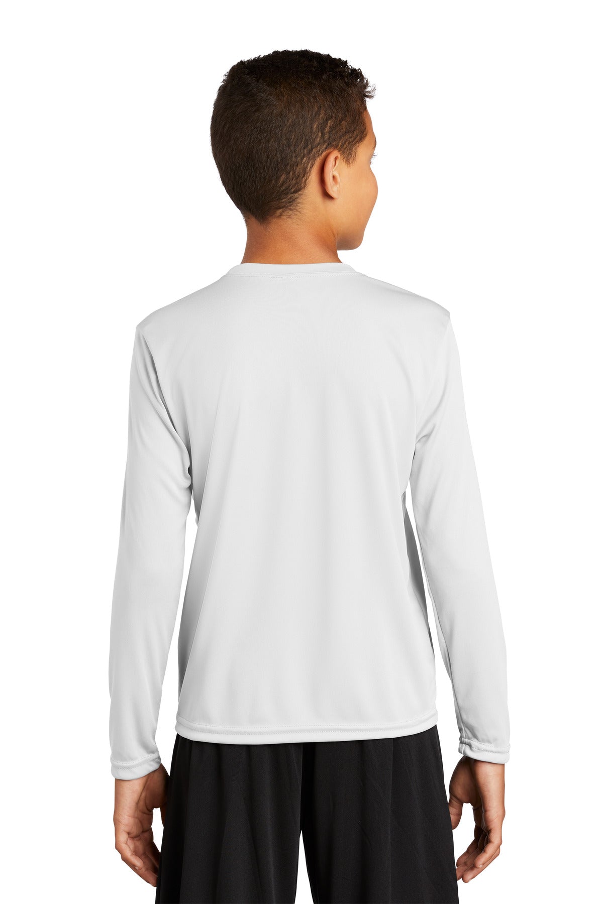 Custom Embroidered Sport-Tek Youth Long Sleeve PosiCharge Competitor Tee. YST350LS,White
