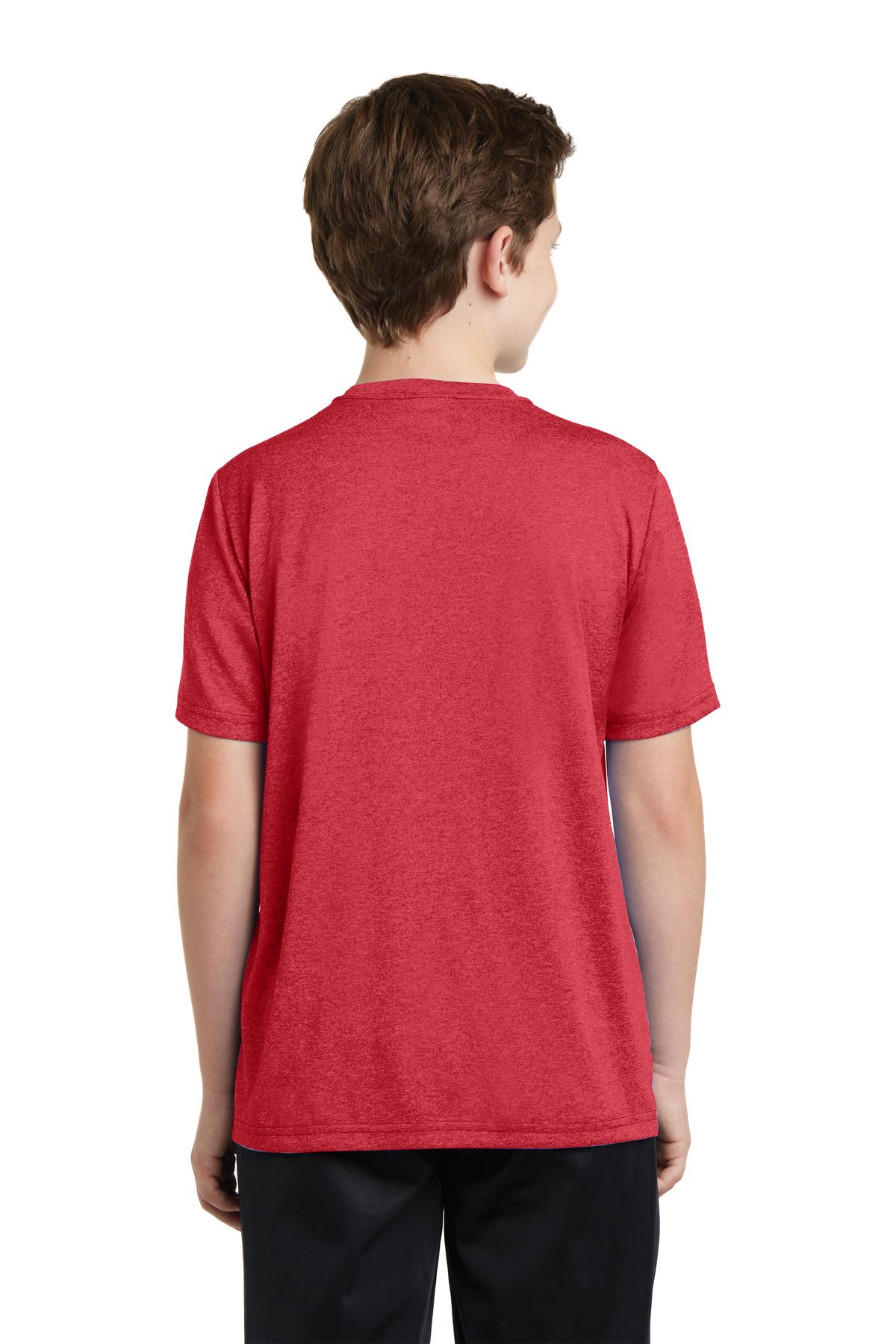 Custom Embroidered Sport-Tek Youth Heather Contender Tee. YST360,Scarlet Heather