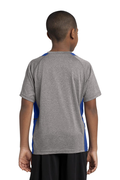 Custom Embroidered Sport-Tek Youth Heather Colorblock Contender Tee. YST361,Vintage Heather/ True Royal