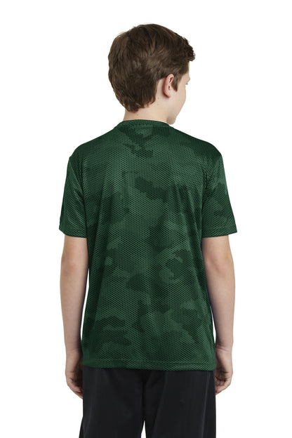 Custom Embroidered Sport-Tek Youth CamoHex Tee. YST370,Forest Green