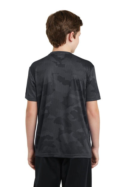Custom Embroidered Sport-Tek Youth CamoHex Tee. YST370,Iron Grey