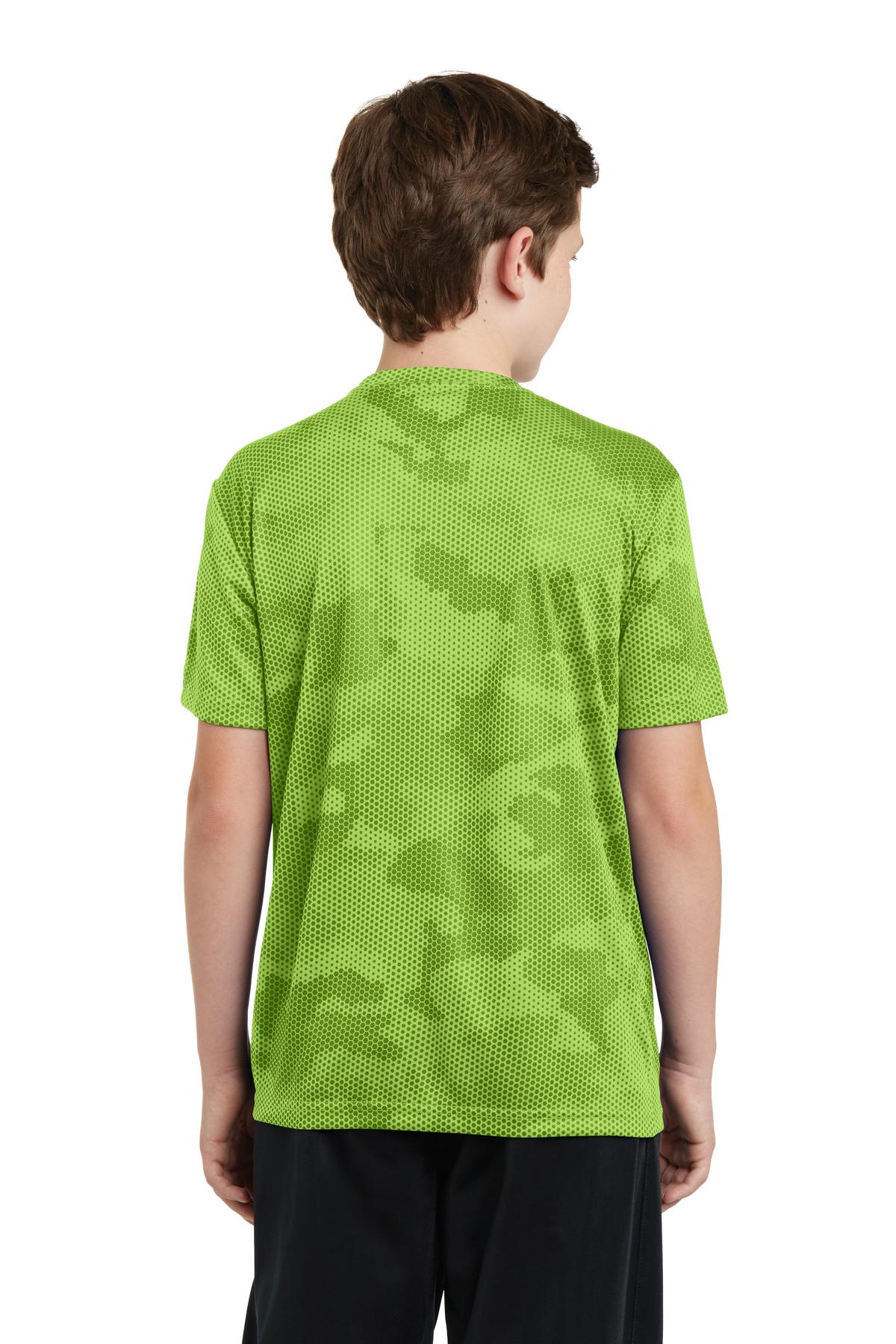 Custom Embroidered Sport-Tek Youth CamoHex Tee. YST370,Lime Shock