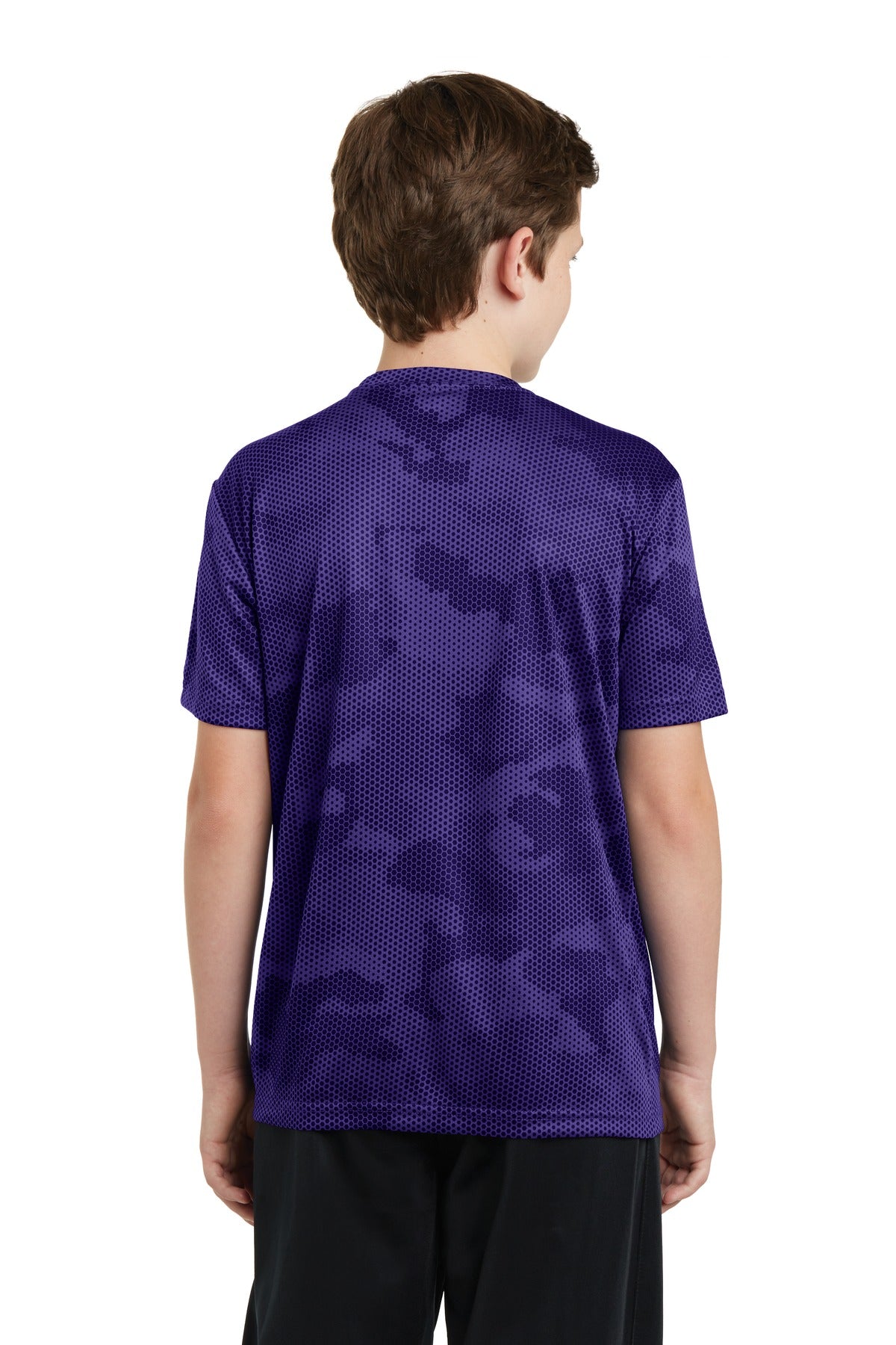Custom Embroidered Sport-Tek Youth CamoHex Tee. YST370,Purple
