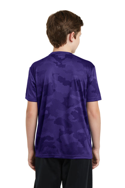 Custom Embroidered Sport-Tek Youth CamoHex Tee. YST370,Purple