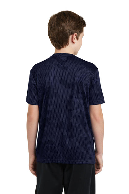 Custom Embroidered Sport-Tek Youth CamoHex Tee. YST370,True Navy