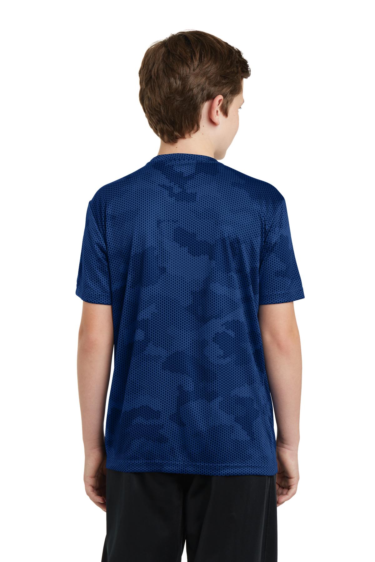 Custom Embroidered Sport-Tek Youth CamoHex Tee. YST370,True Royal