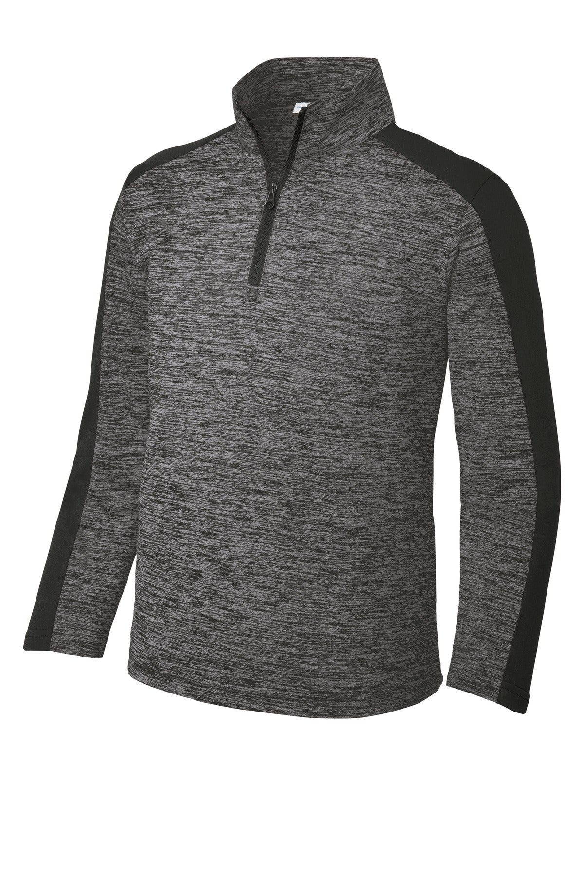 Sport-Tek  Youth PosiCharge  Electric Heather Colorblock 1/4-Zip Pullover. YST397