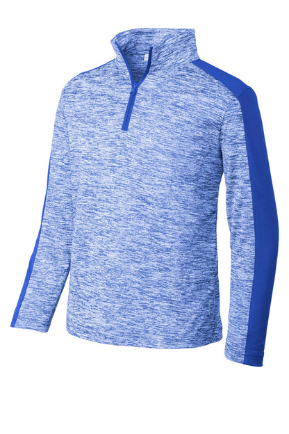 Sport-Tek  Youth PosiCharge  Electric Heather Colorblock 1/4-Zip Pullover. YST397