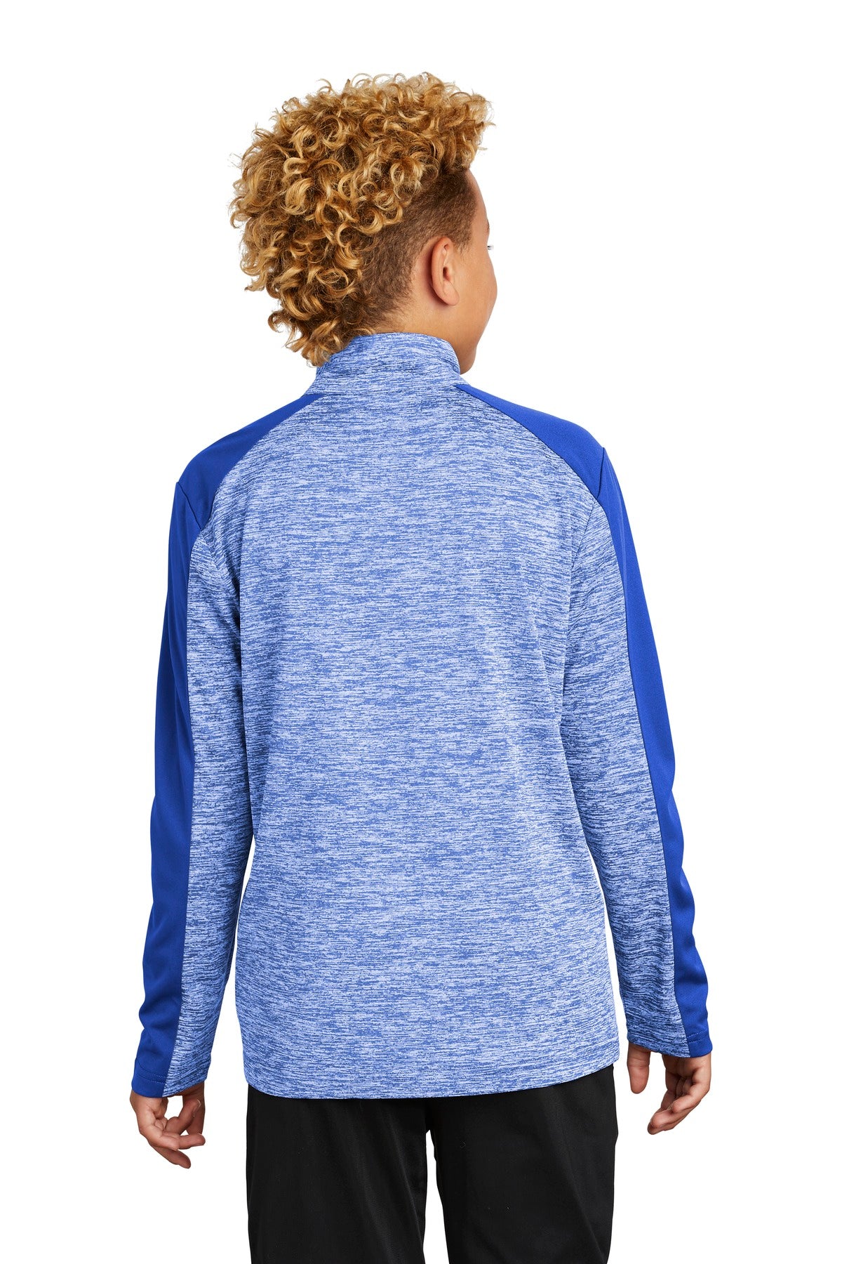 Custom Embroidered Sport-Tek  Youth PosiCharge  Electric Heather Colorblock 1/4-Zip Pullover. YST397,True Royal Electric/ True Royal