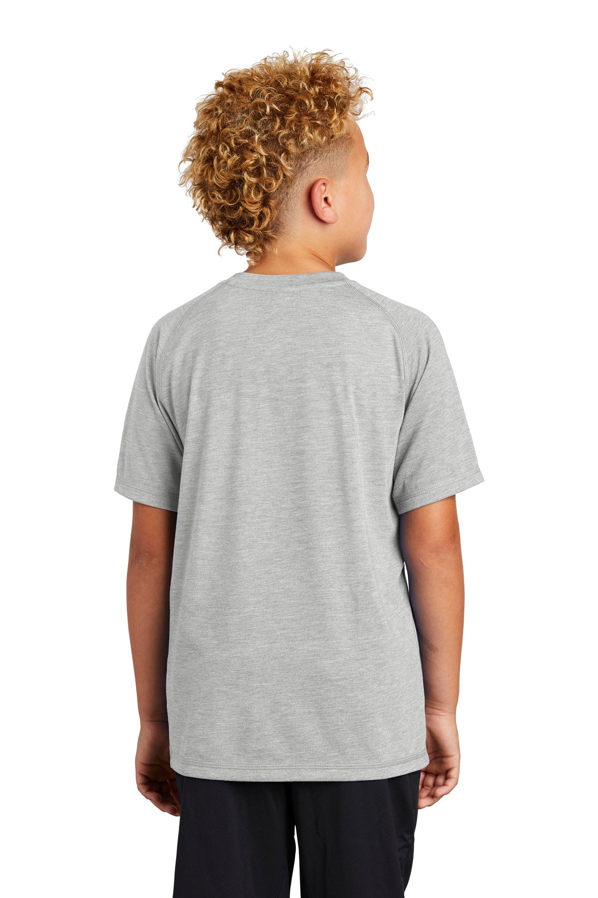 Custom Embroidered Sport-Tek  Youth PosiCharge  Tri-Blend Wicking Raglan Tee. YST400,Light Grey Heather