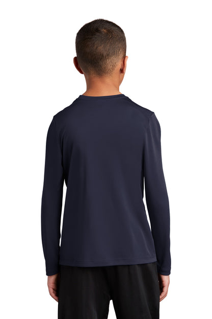 Custom Embroidered Sport-Tek  Youth Posi-UV Pro Long Sleeve Tee. YST420LS,True Navy