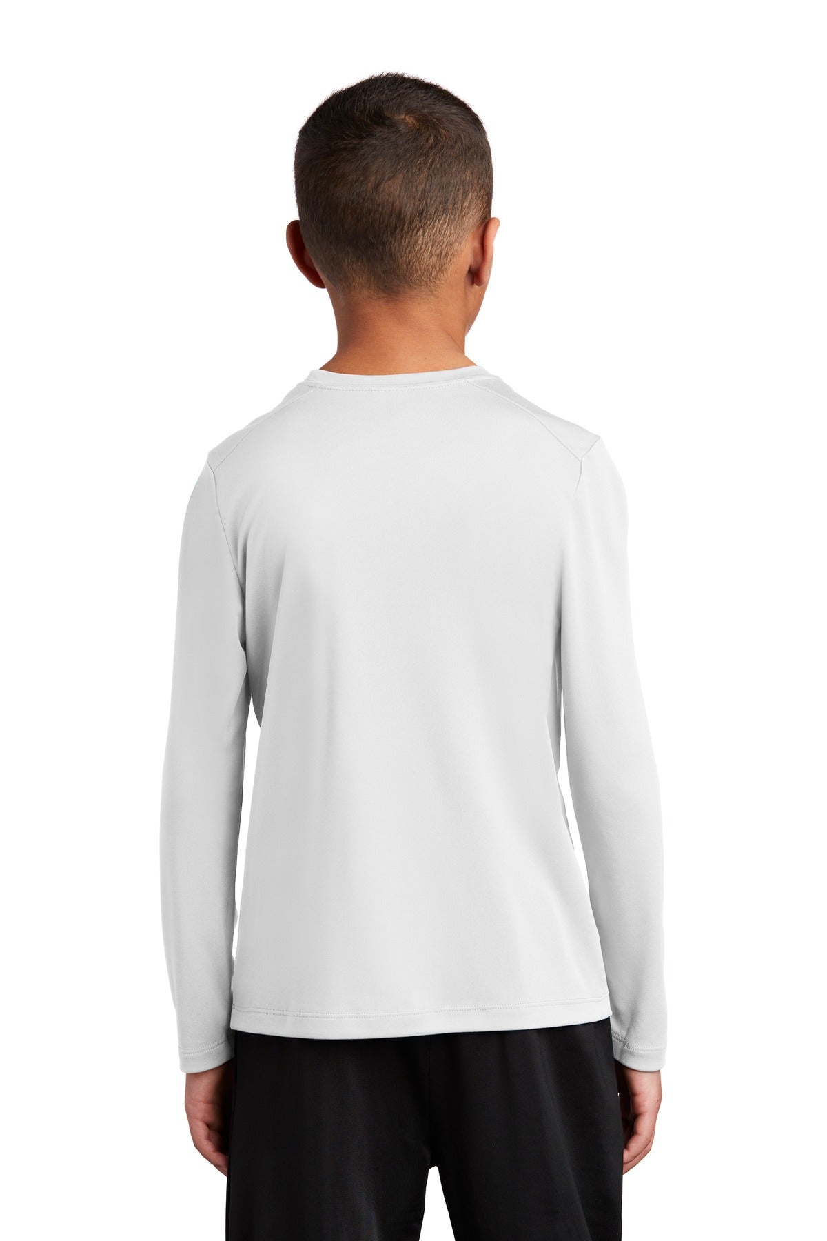 Custom Embroidered Sport-Tek  Youth Posi-UV Pro Long Sleeve Tee. YST420LS,White