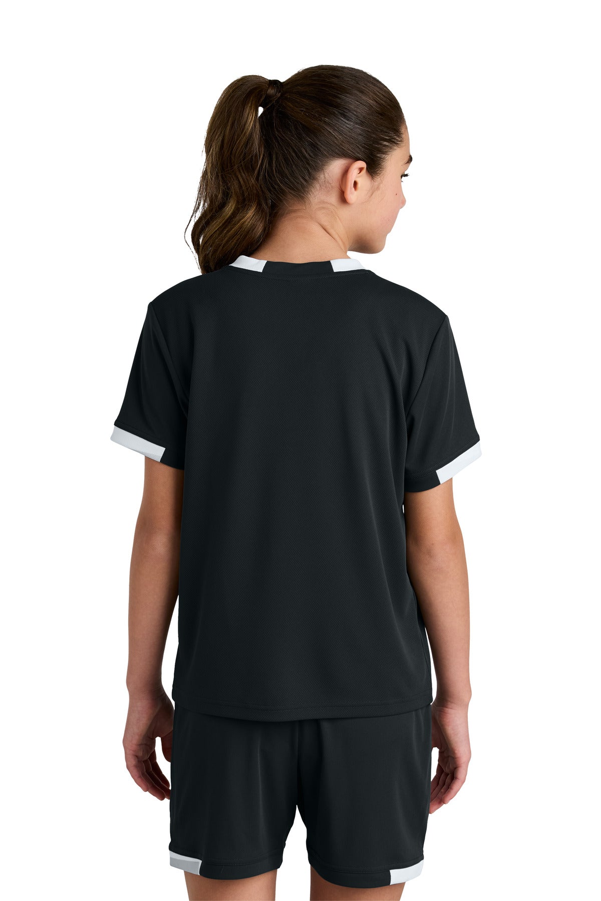 Custom Embroidered Sport-Tek Youth Club Short Sleeve Crew YST440,Black/ White