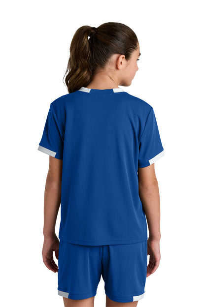 Custom Embroidered Sport-Tek Youth Club Short Sleeve Crew YST440,True Royal/ White