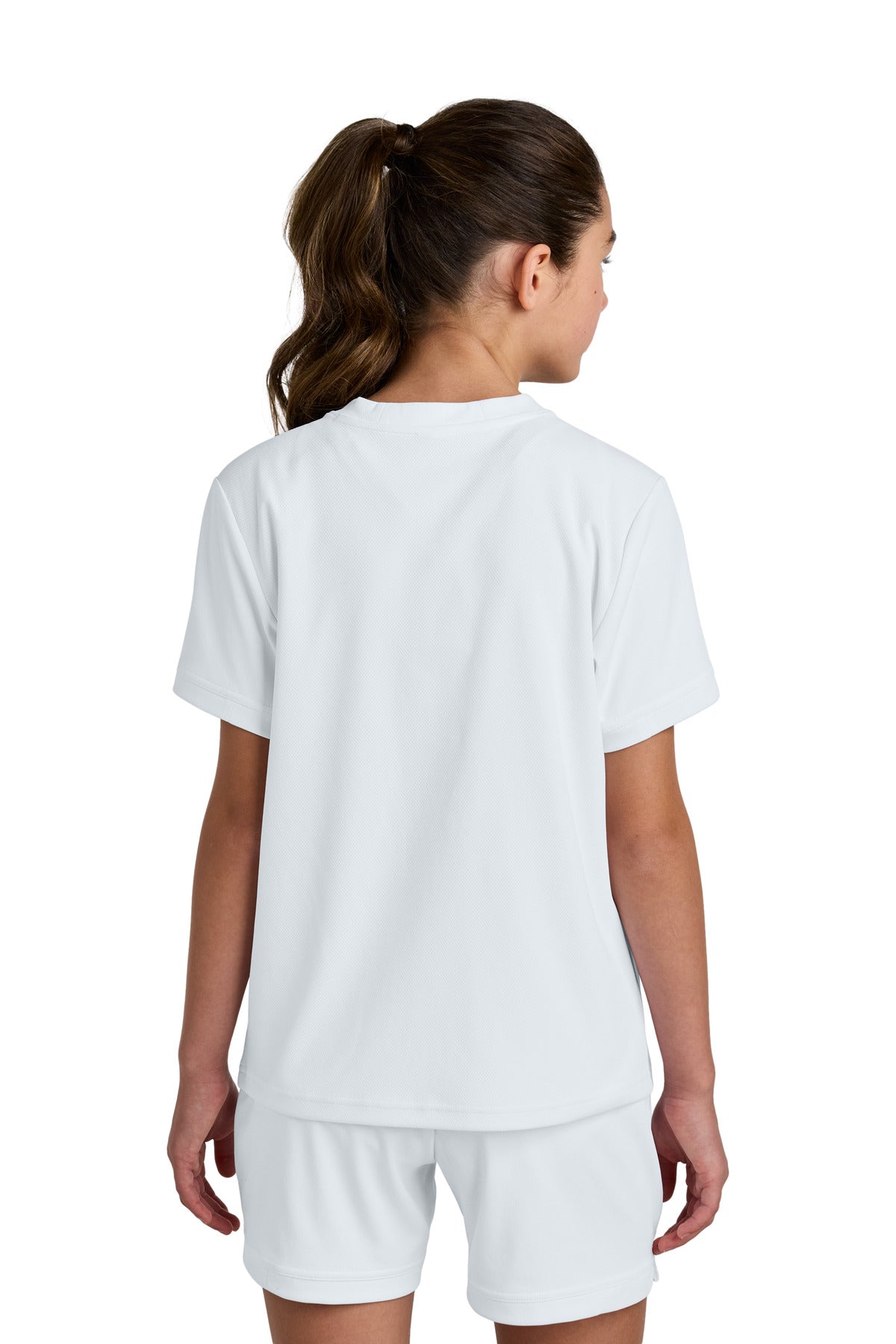 Custom Embroidered Sport-Tek Youth Club Short Sleeve Crew YST440,White/ White