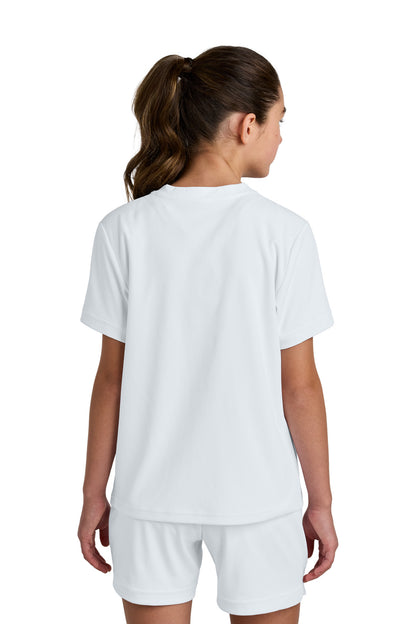 Custom Embroidered Sport-Tek Youth Club Short Sleeve Crew YST440,White/ White