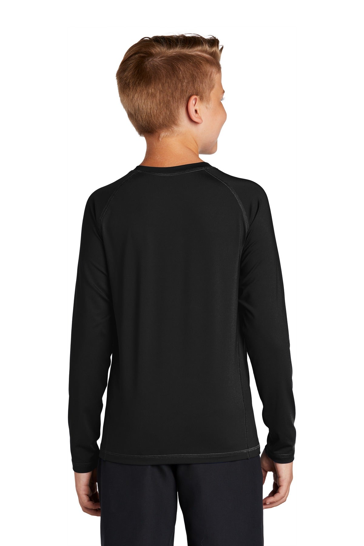 Custom Embroidered Sport-Tek  Youth Long Sleeve Rashguard Tee. YST470LS,Black