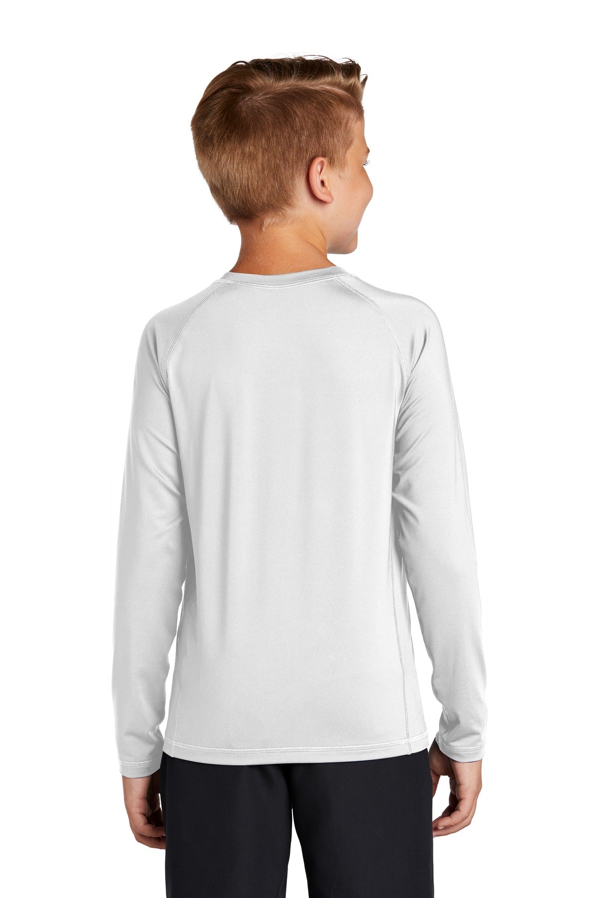 Custom Embroidered Sport-Tek  Youth Long Sleeve Rashguard Tee. YST470LS,White