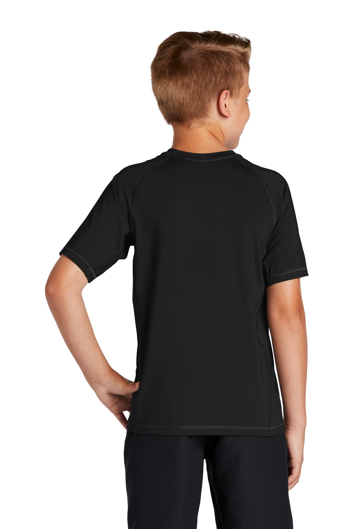 Custom Embroidered Sport-Tek  Youth Rashguard Tee. YST470,Black