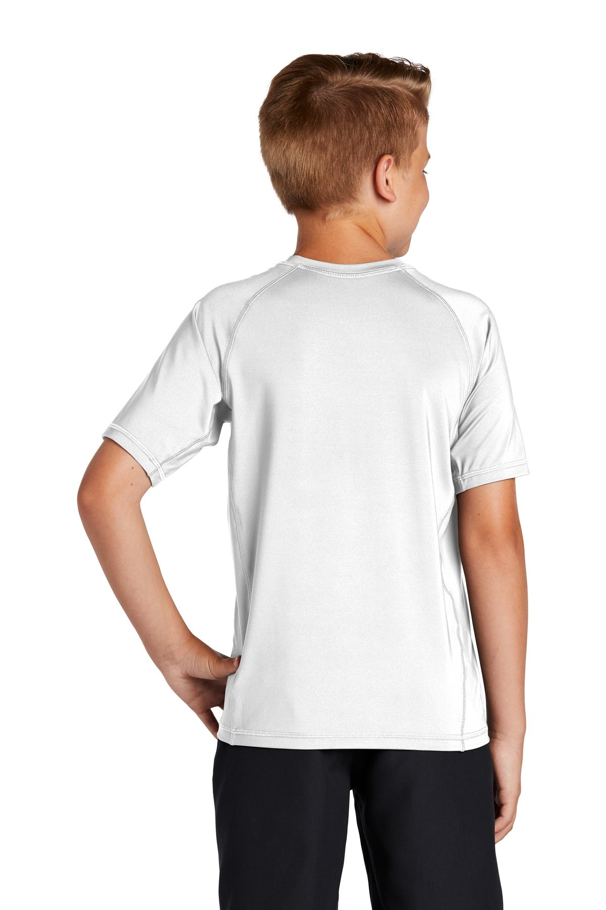 Custom Embroidered Sport-Tek  Youth Rashguard Tee. YST470,White
