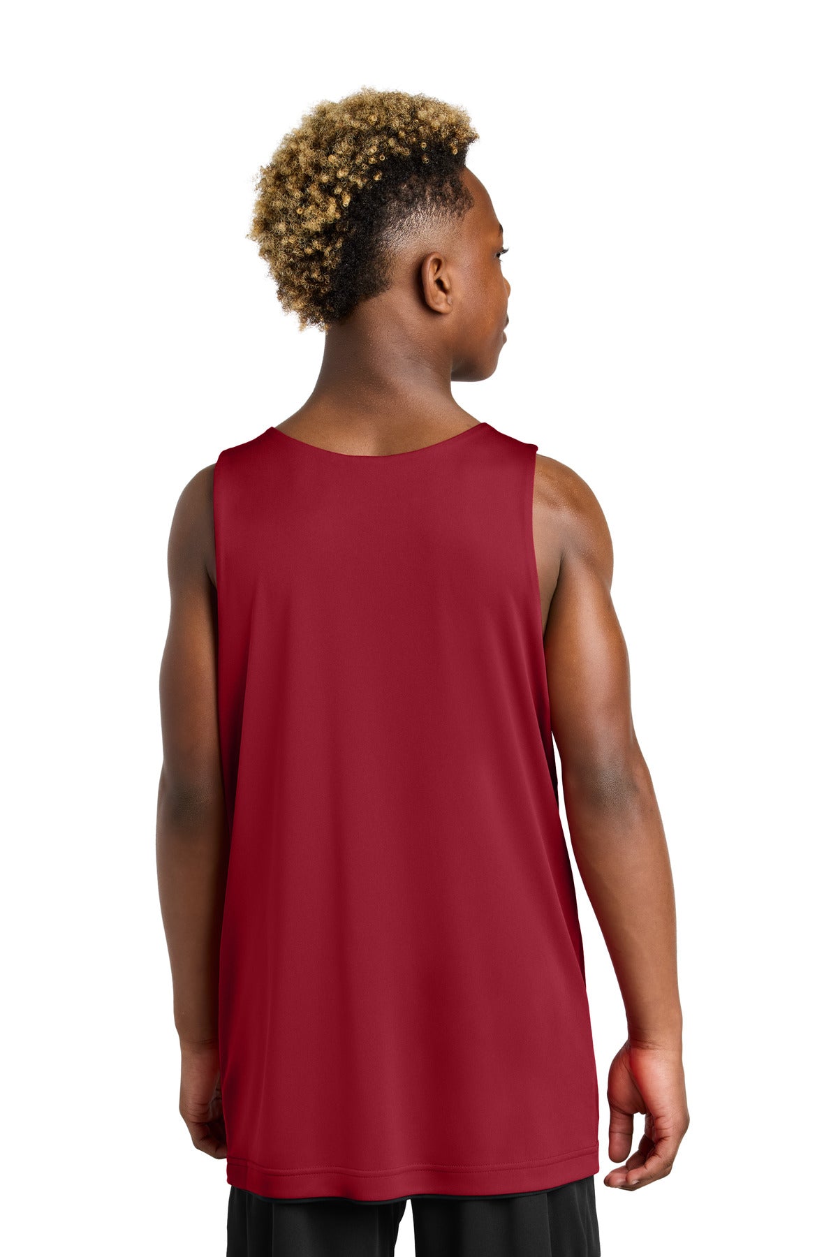 Custom Embroidered Sport-Tek Youth PosiCharge Competitor Rev Tank YST551,Deep Red/ Black