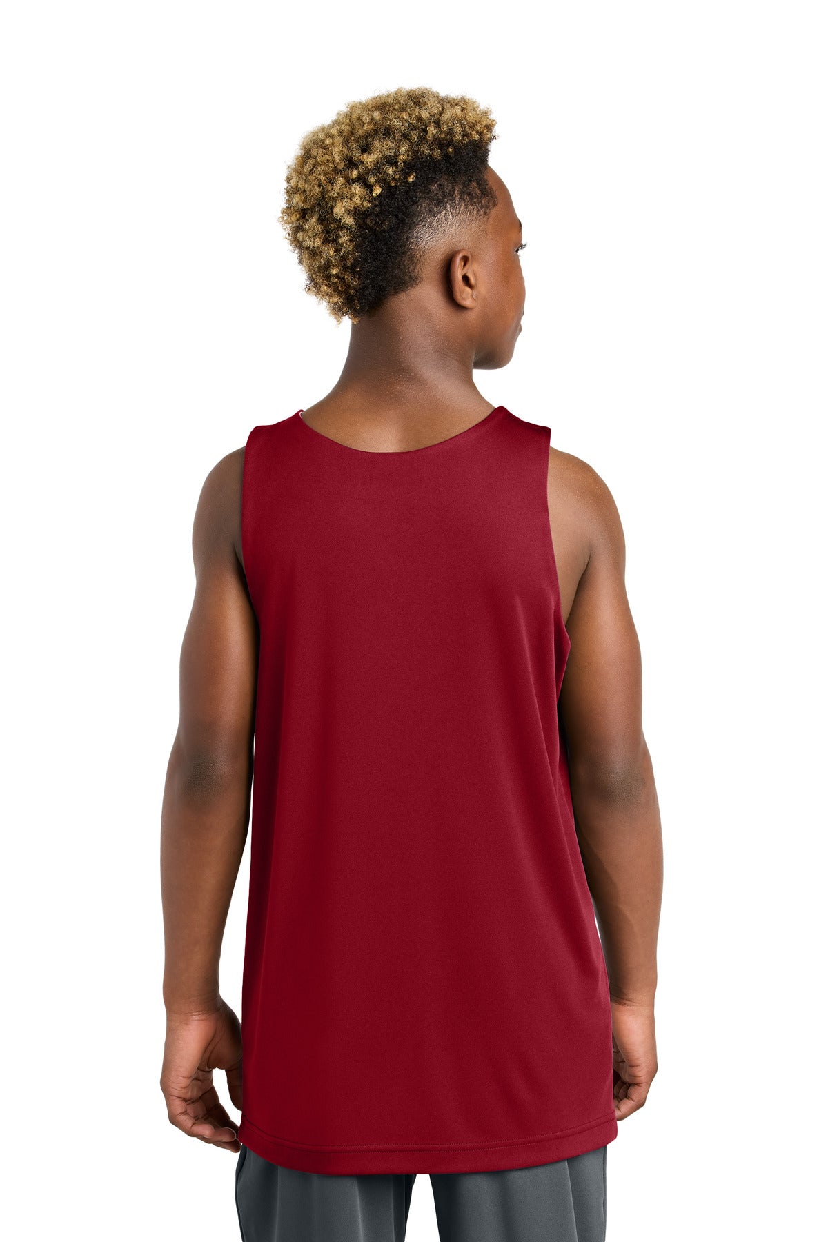 Custom Embroidered Sport-Tek Youth PosiCharge Competitor Rev Tank YST551,Deep Red/ White