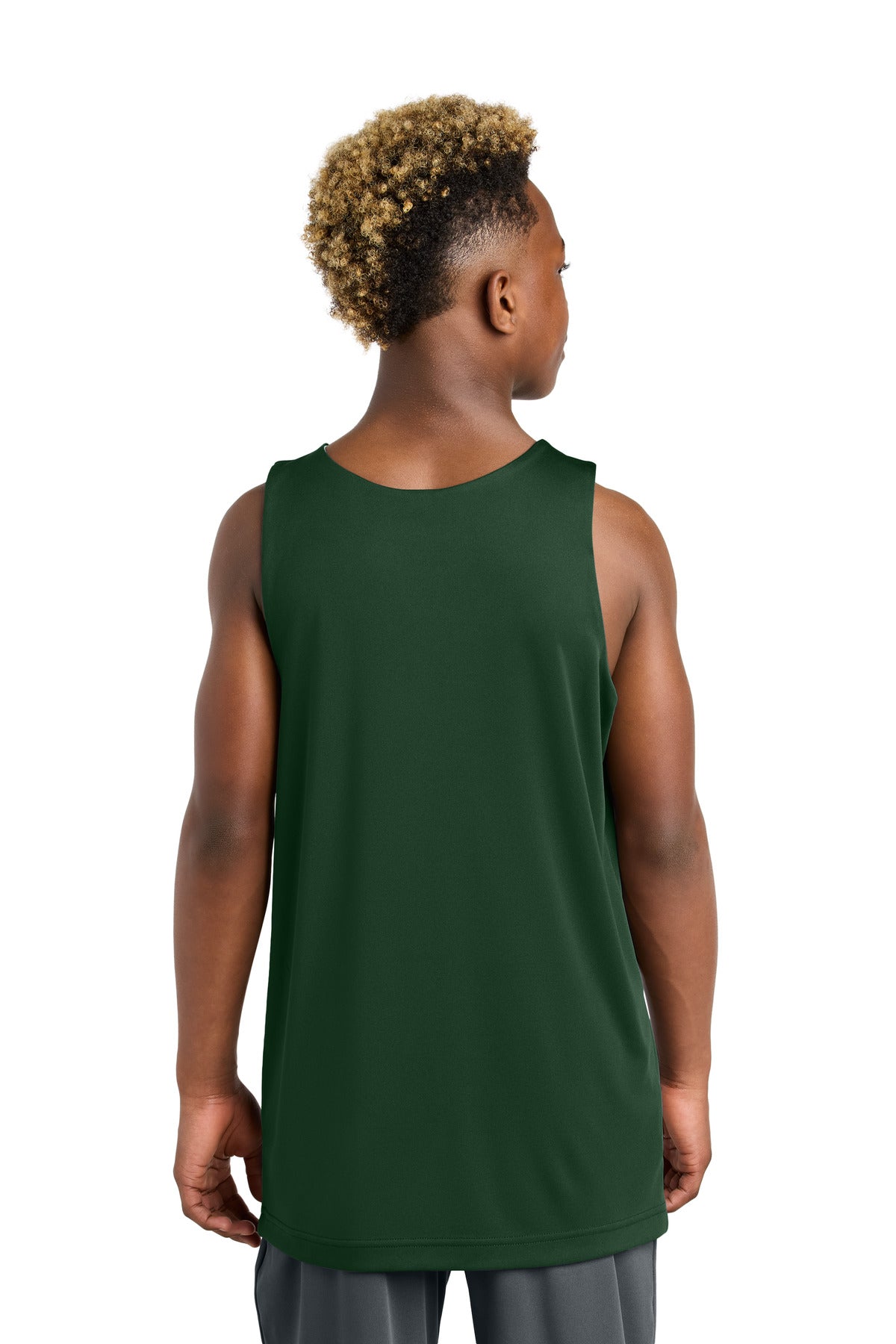 Custom Embroidered Sport-Tek Youth PosiCharge Competitor Rev Tank YST551,Forest Green/ White