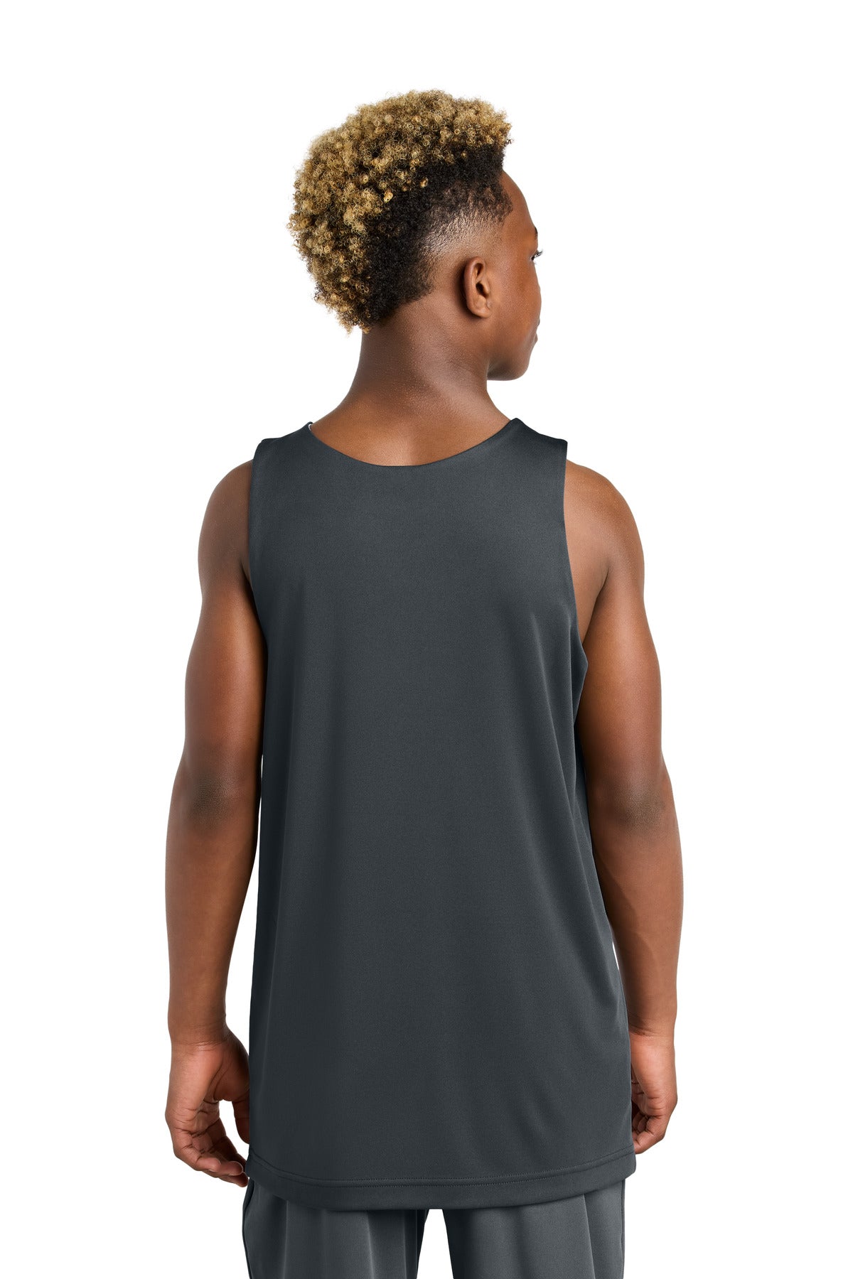 Custom Embroidered Sport-Tek Youth PosiCharge Competitor Rev Tank YST551,Iron Grey/ White