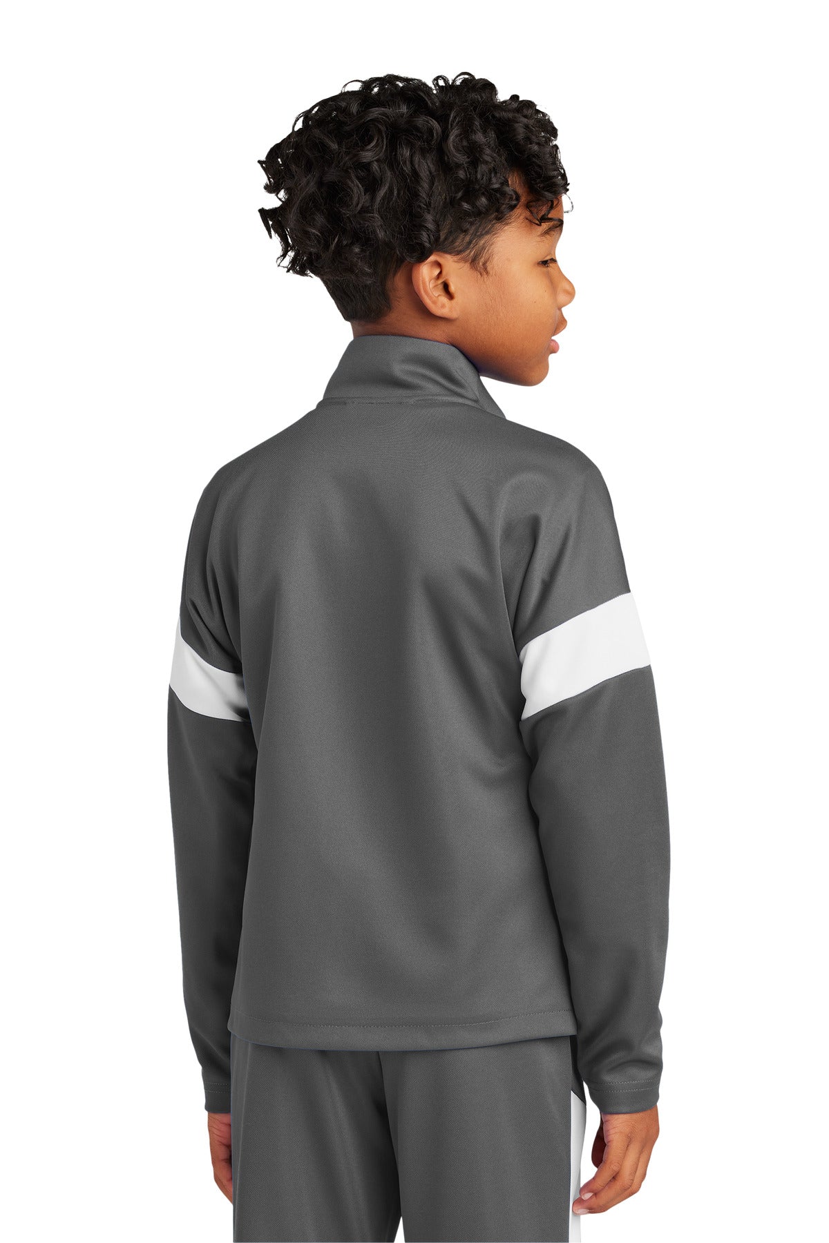 Custom Embroidered Sport-Tek Youth Travel Full-Zip Jacket YST800,Iron Grey/ White