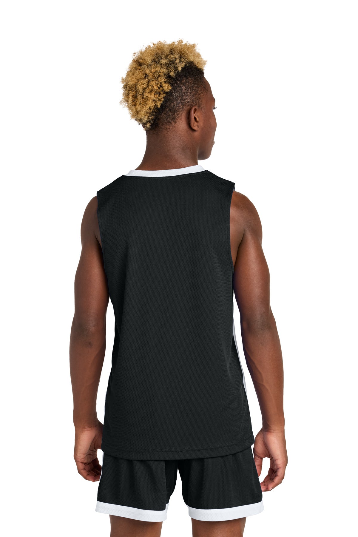 Custom Embroidered Sport-Tek Youth Rival Basketball Rev Jersey YST900,Black/ White