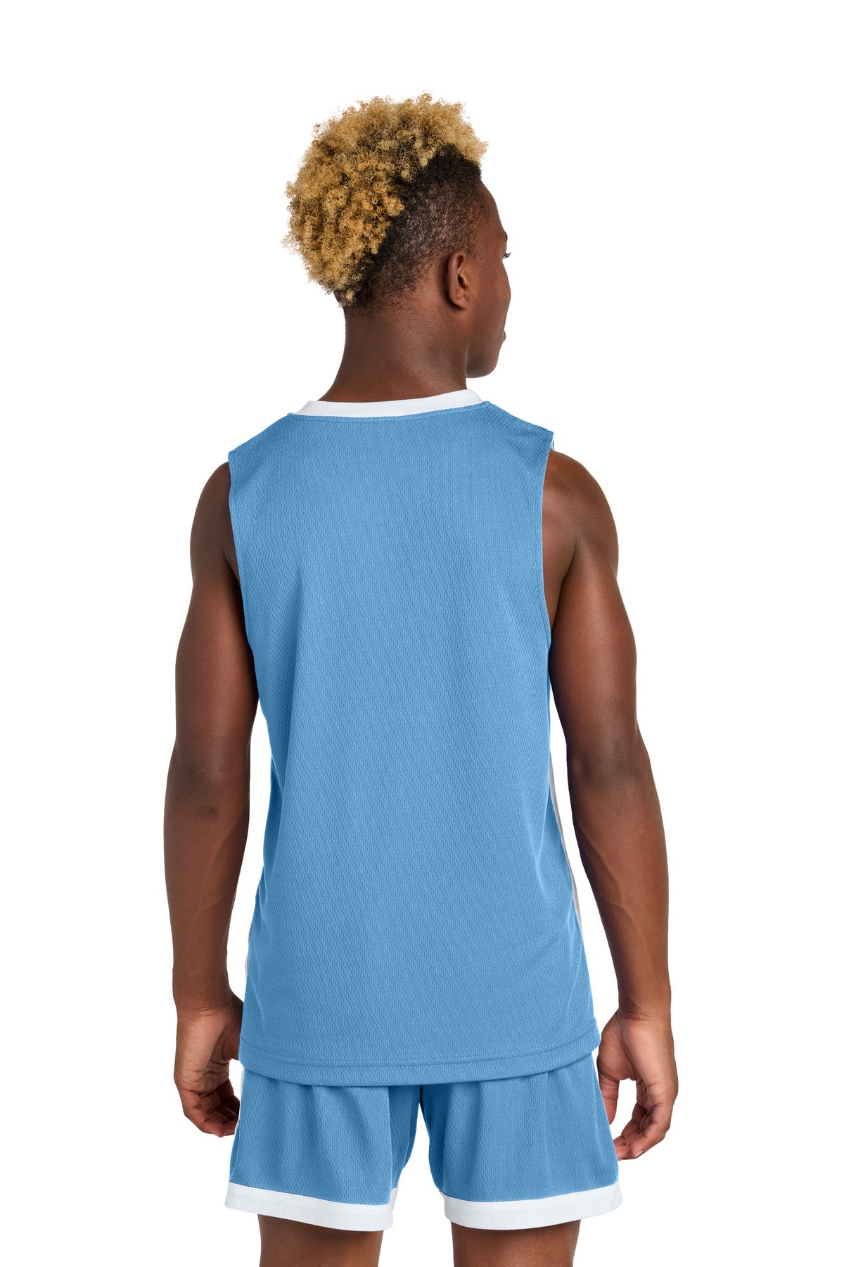 Custom Embroidered Sport-Tek Youth Rival Basketball Rev Jersey YST900,Carolina Blue/ White
