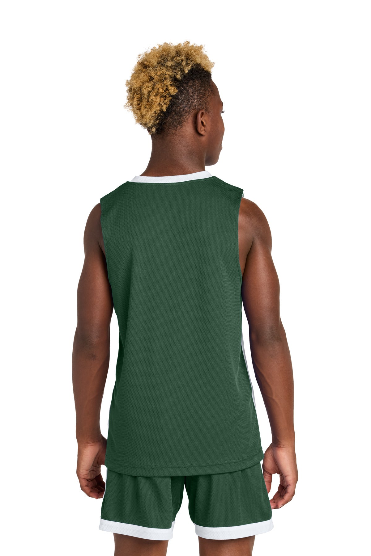 Custom Embroidered Sport-Tek Youth Rival Basketball Rev Jersey YST900,Forest Green/ White
