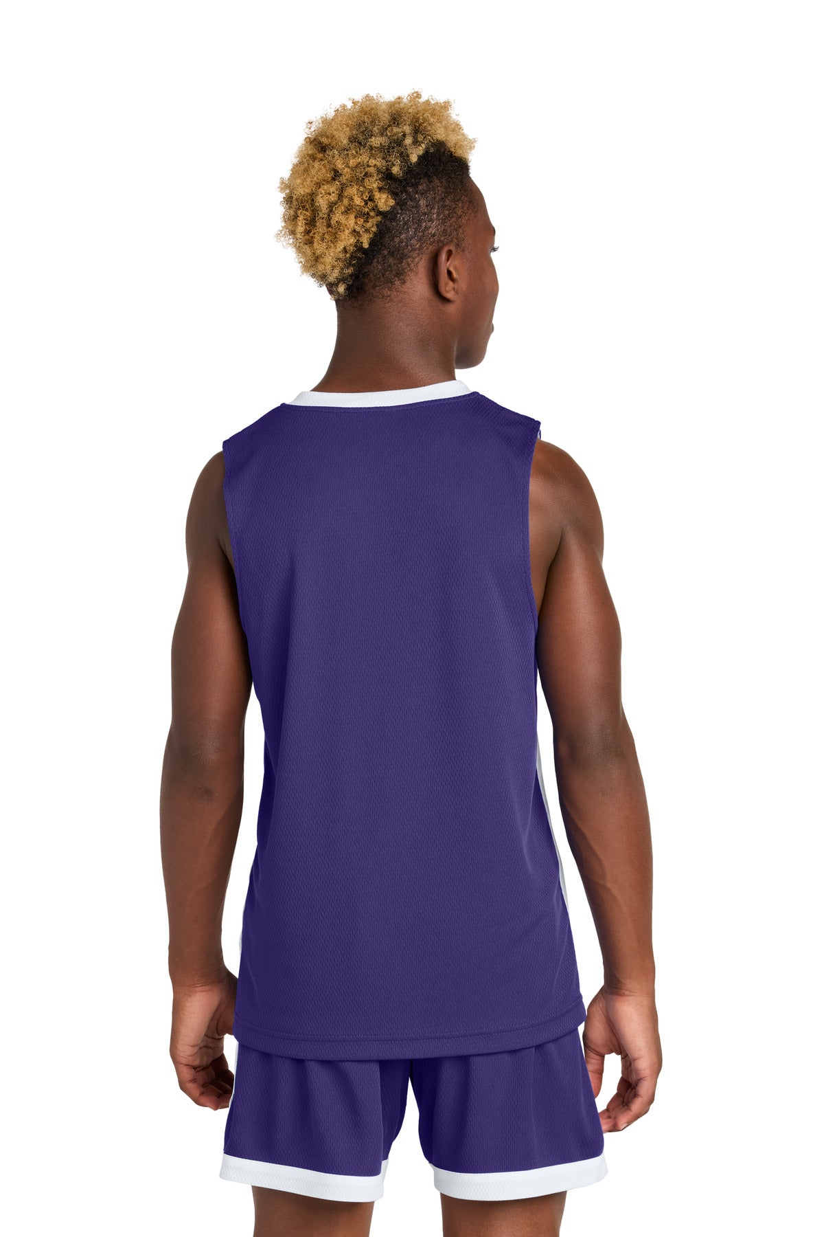 Custom Embroidered Sport-Tek Youth Rival Basketball Rev Jersey YST900,Purple/ White