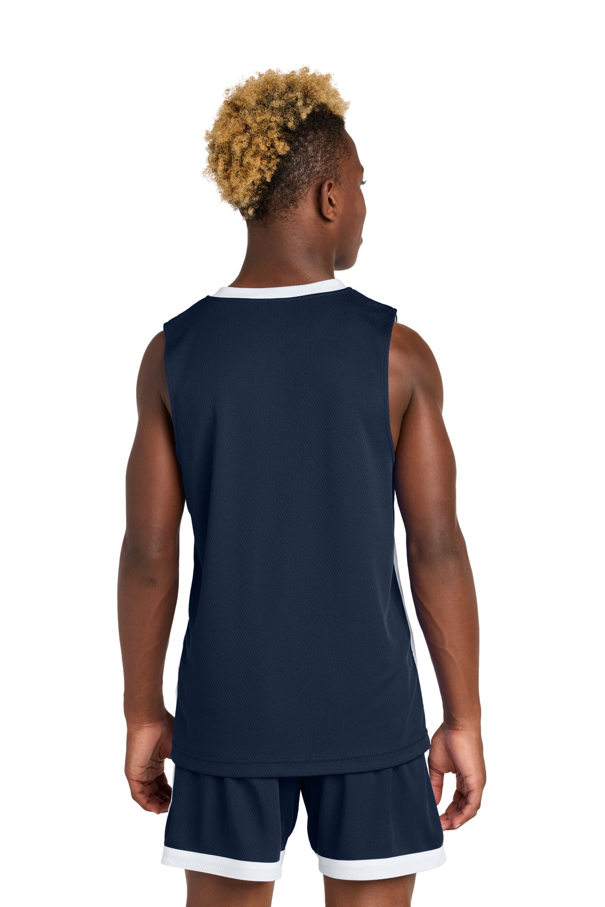 Custom Embroidered Sport-Tek Youth Rival Basketball Rev Jersey YST900,True Navy/ White
