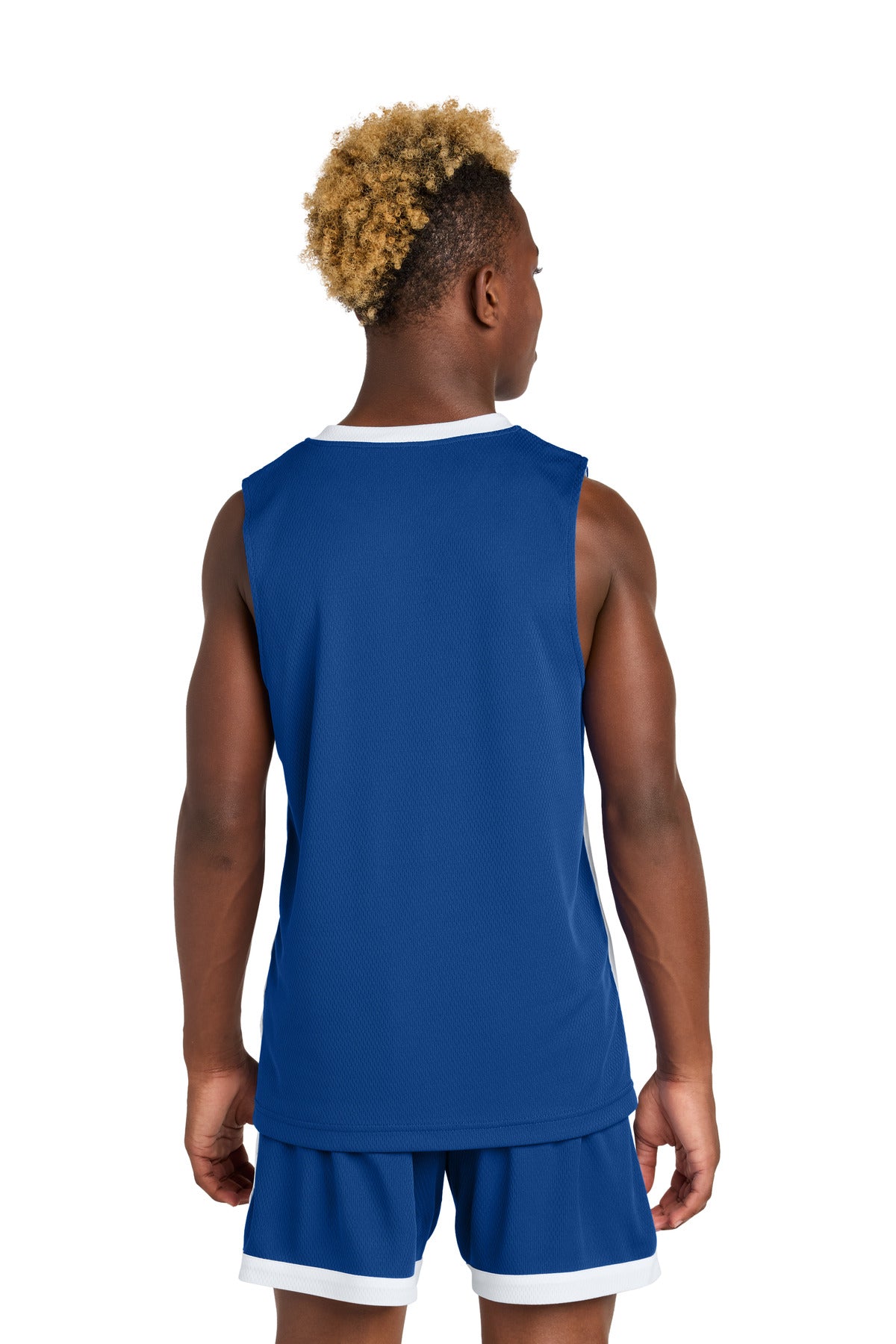 Custom Embroidered Sport-Tek Youth Rival Basketball Rev Jersey YST900,True Royal/ White