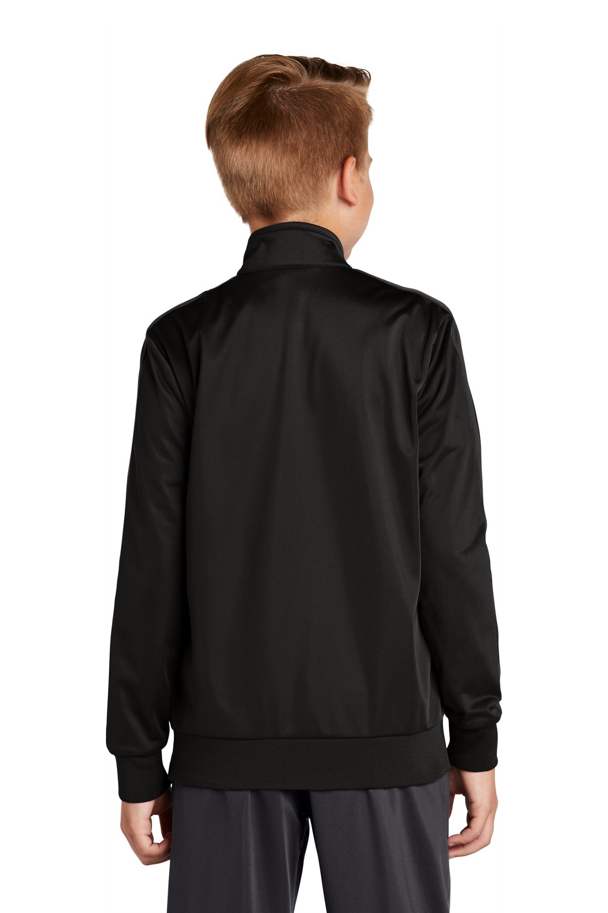 Custom Embroidered Sport-Tek  Youth Tricot Sleeve Stripe Track Jacket. YST94,Black/ Black