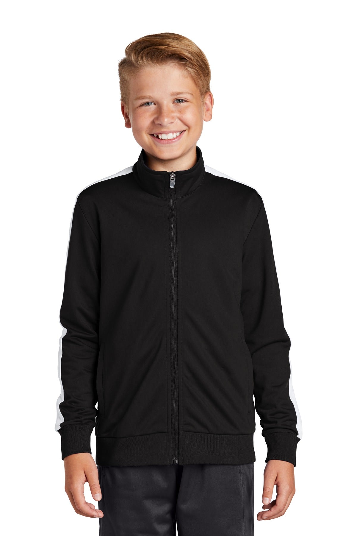 Sport-Tek  Youth Tricot Sleeve Stripe Track Jacket. YST94
