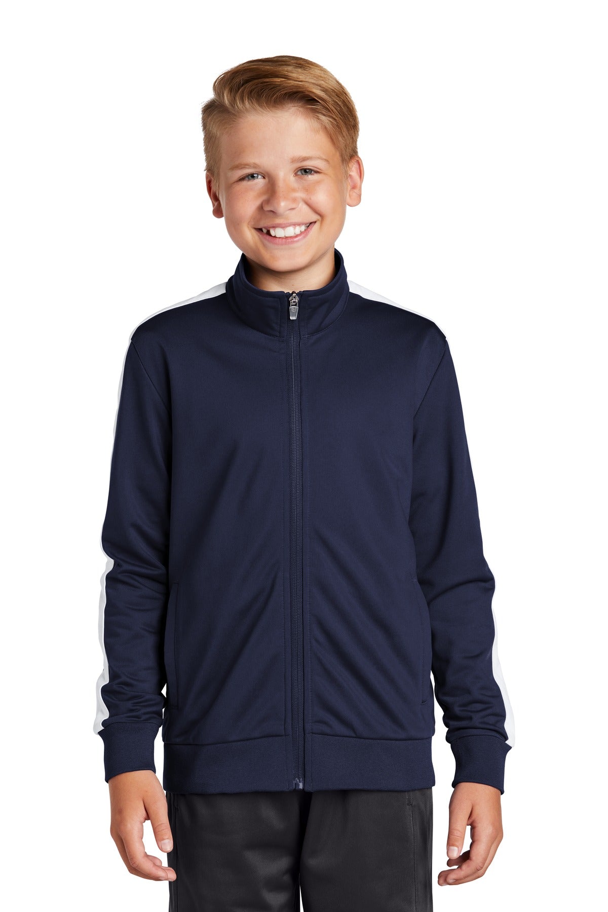 Sport-Tek  Youth Tricot Sleeve Stripe Track Jacket. YST94